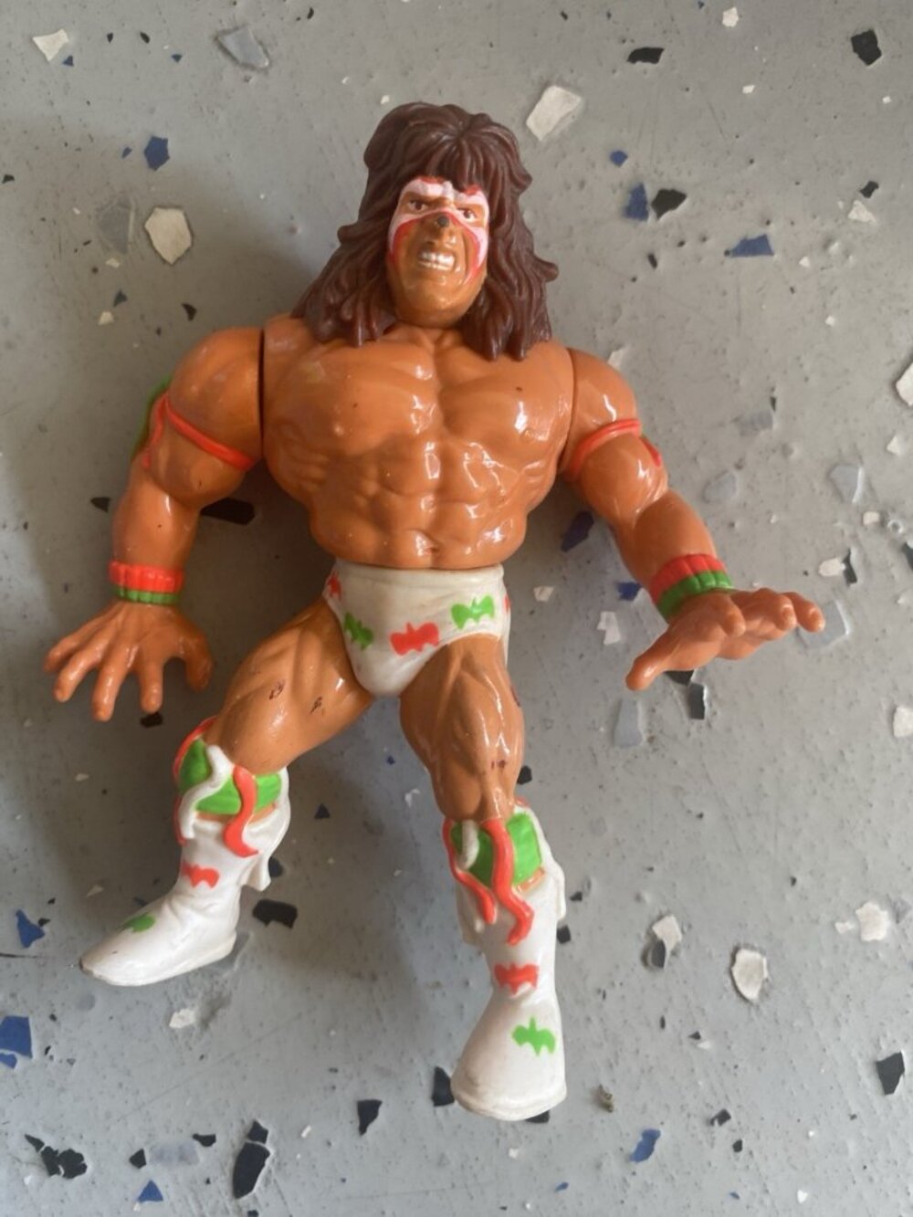 Vintage 1991 WWF Action Figure Ultimate Warrior Hasbro Titan Sports Wrestling